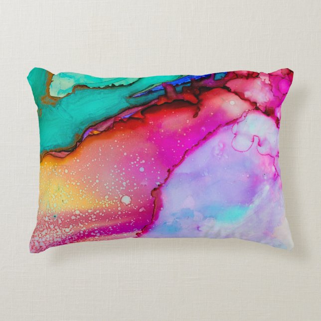 Modern Abstract Marble Watercolor Design Accent Pillow (Front)