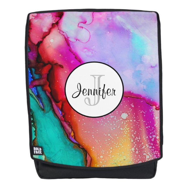 Modern Abstract Marble Watercolor Design Backpack (Front)
