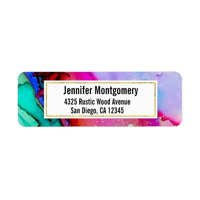 Modern Abstract Marble Watercolor Design Label (Front)