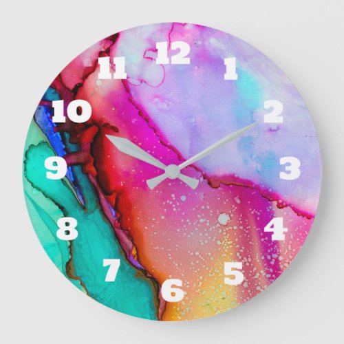 Modern Abstract Marble Watercolor Design Large Clock