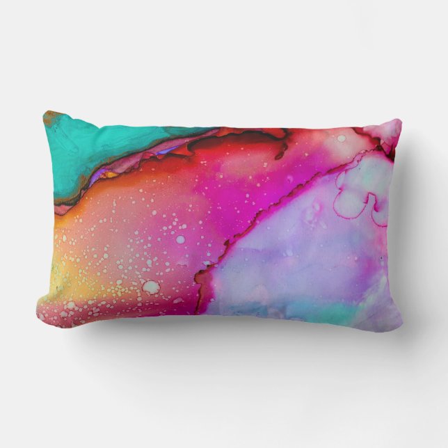 Modern Abstract Marble Watercolor Design Lumbar Pillow (Front)
