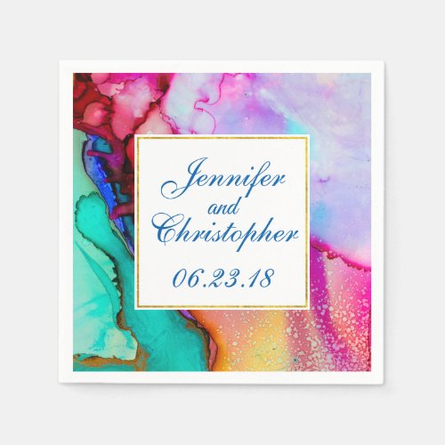 Modern Abstract Marble Watercolor Design Napkins