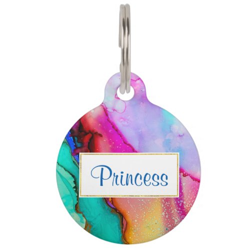 Modern Abstract Marble Watercolor Design Pet ID Tag