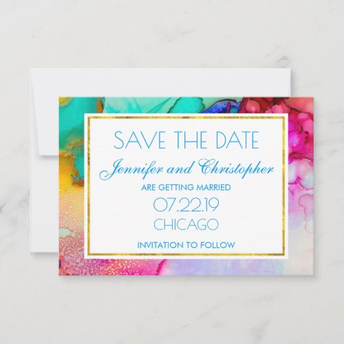 Modern Abstract Marble Watercolor Design Save The Date