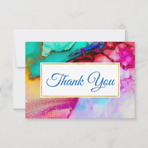 Modern Abstract Marble Watercolor Design Thank You Card