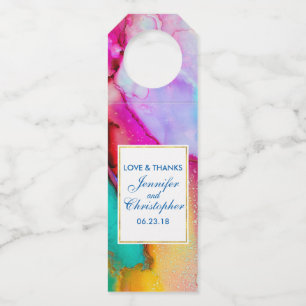 Modern Abstract Marble Watercolor Design Wedding Bottle Hanger Tag