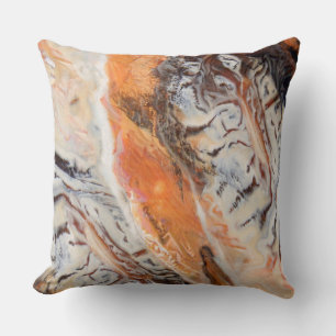 Modern Abstract Marbled Agate Pattern Rust Cream Throw Pillow