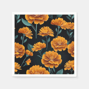 Modern Abstract Marigold Floral Napkins