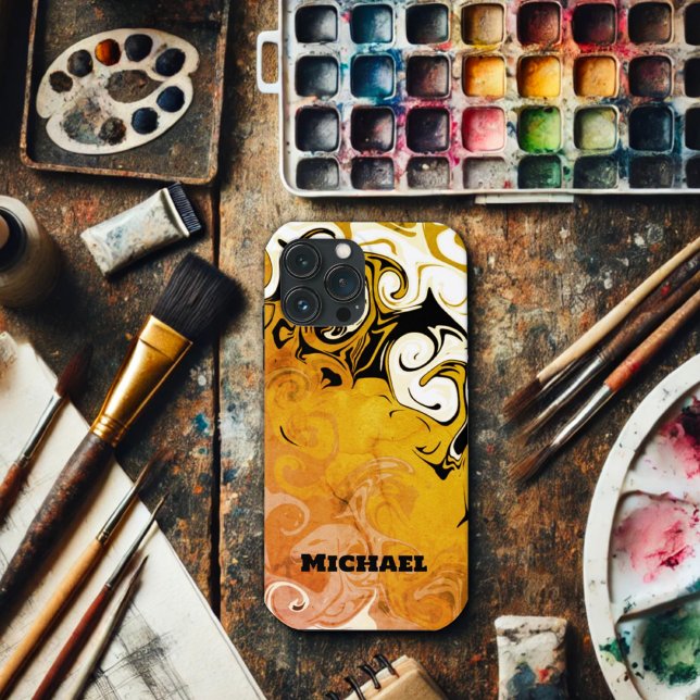 Modern Abstract Masculine Cool Inspirivity Gold Case-Mate iPhone Case (Creator Uploaded)