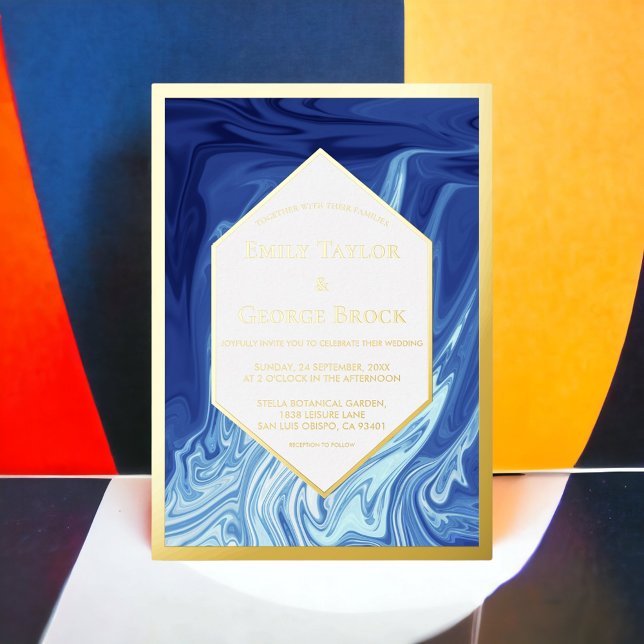 Modern Abstract Masterpiece Stylish Wedding Gold Foil Invitation (Creator Uploaded)