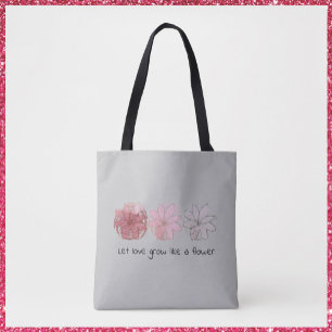 Modern Abstract Mauve and Gray Floral Tote Bag
