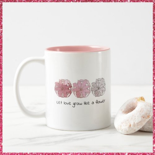 Modern Abstract Mauve and Gray Floral Two_Tone Cof Two_Tone Coffee Mug