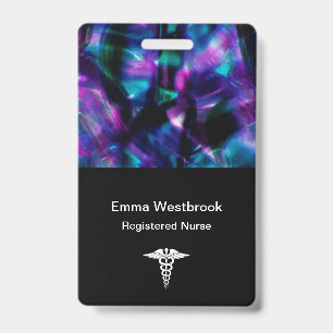 Modern Abstract Medical Registered Nurse Name Badge