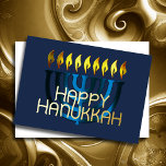 Modern Abstract Menorah Blue Foil Holiday Card<br><div class="desc">Modern Abstract Menorah Blue</div>