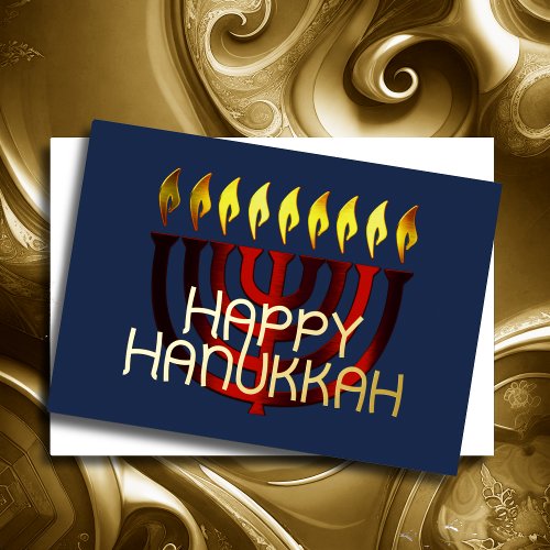 Modern Abstract Menorah Red Foil Holiday Card