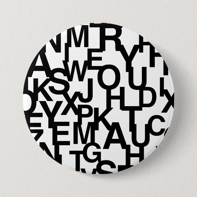 Modern, abstract, messy pattern with letters button (Front)
