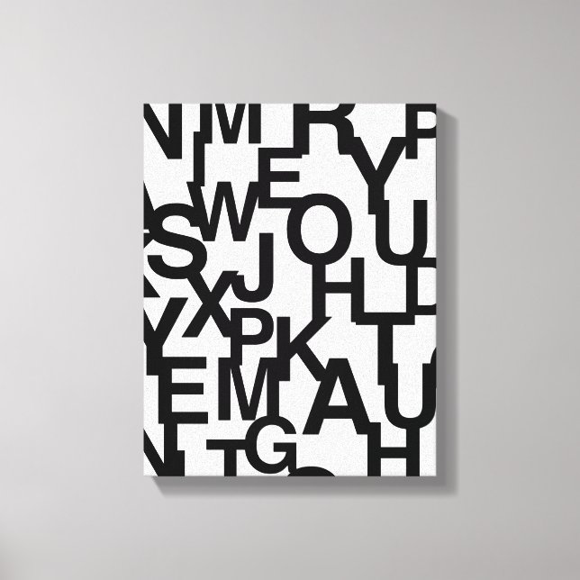 Modern, abstract, messy pattern with letters canvas print (Front)
