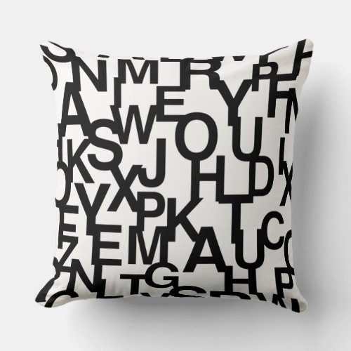 Modern abstract messy pattern with letters throw pillow