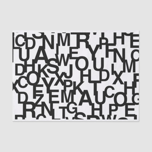 Modern, abstract, messy pattern with letters tissue paper (Front)