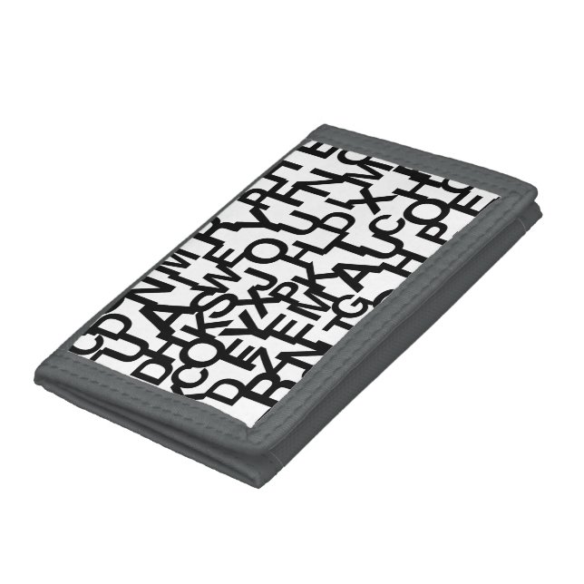 Modern, abstract, messy pattern with letters trifold wallet (Bottom)