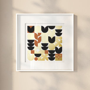 Modern Abstract mid-century flower Pattern Foil Prints