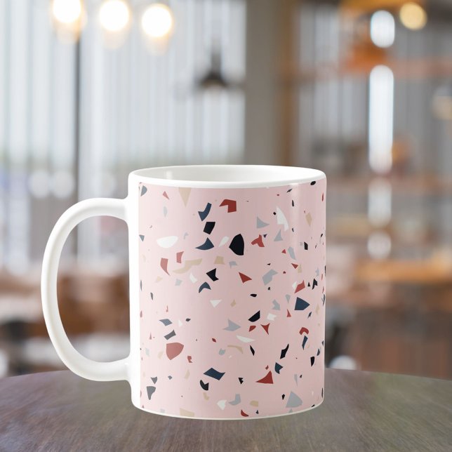 Modern Abstract Mid Century Terrazzo Pattern Coffee Mug (In situ Kitchen table)