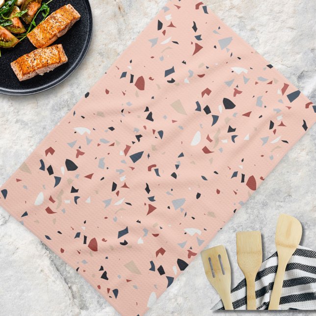 Modern Abstract Mid Century Terrazzo Pattern Kitchen Towel (In situ Kitchen table)
