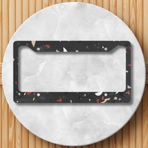 Modern Abstract Mid Century Terrazzo Pattern License Plate Frame