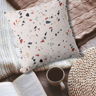 Modern Abstract Mid Century Terrazzo Pattern Throw Pillow
