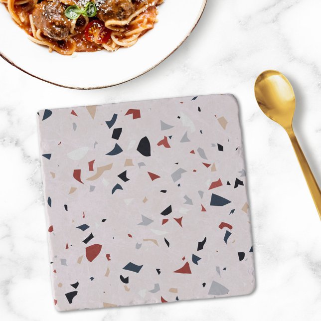 Modern Abstract Mid Century Terrazzo Pattern Trivet (In situ Dining table)