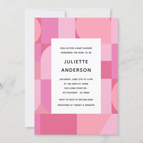 Modern Abstract Minimalist Pink Girl Baby Shower Invitation - Modern Abstract Minimalist Pink Girl Baby Shower Invitation  features geometric shapes creating modern, minimalist look for girl baby shower. 
Message me if you need any adjustments