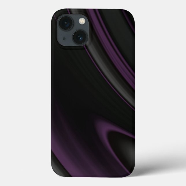 Modern Abstract Minimalist Purple Black Swirl Case-Mate iPhone Case (Back)