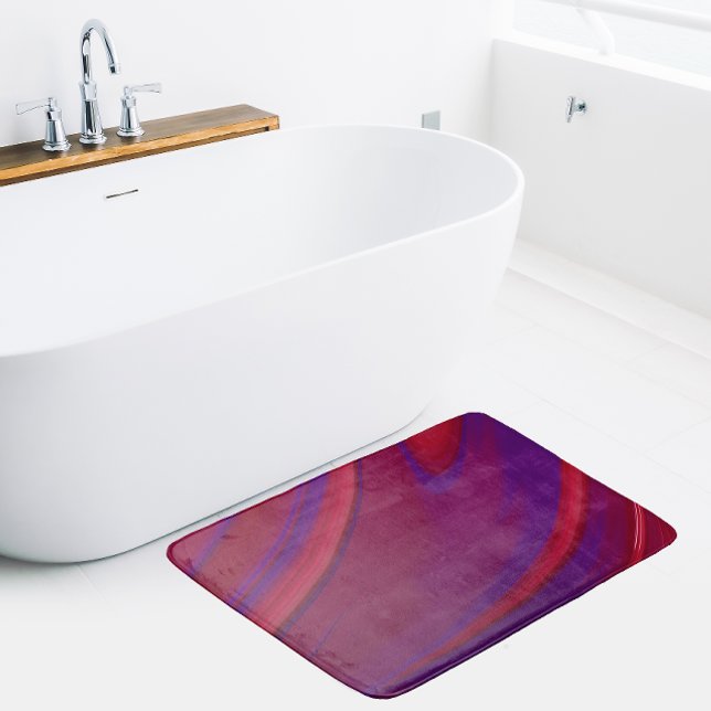 Modern Abstract Minimalist Red Purple Swirl Bath Mat (Creator Uploaded)