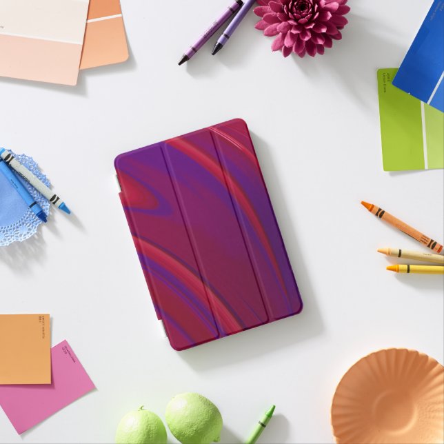 Modern Abstract Minimalist Red Purple Swirl iPad Mini Cover (In Situ)