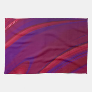 Modern Abstract Minimalist Red Purple Swirl Kitchen Towel