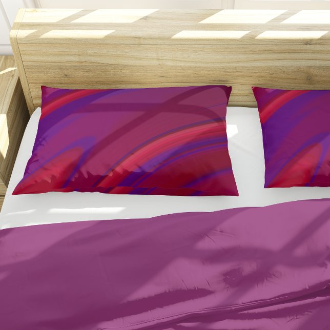 Modern Abstract Minimalist Red Purple Swirl Pillow Case (Creator Uploaded)