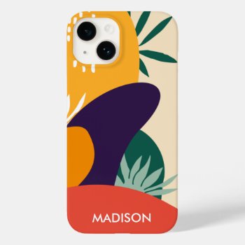 Modern Abstract Minimalist Tropical Name Template Case-mate Iphone 14 Case by iBella at Zazzle