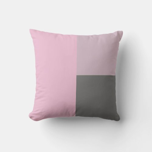 Modern Abstract Minimalistic Pink Gray Color Block Throw Pillow