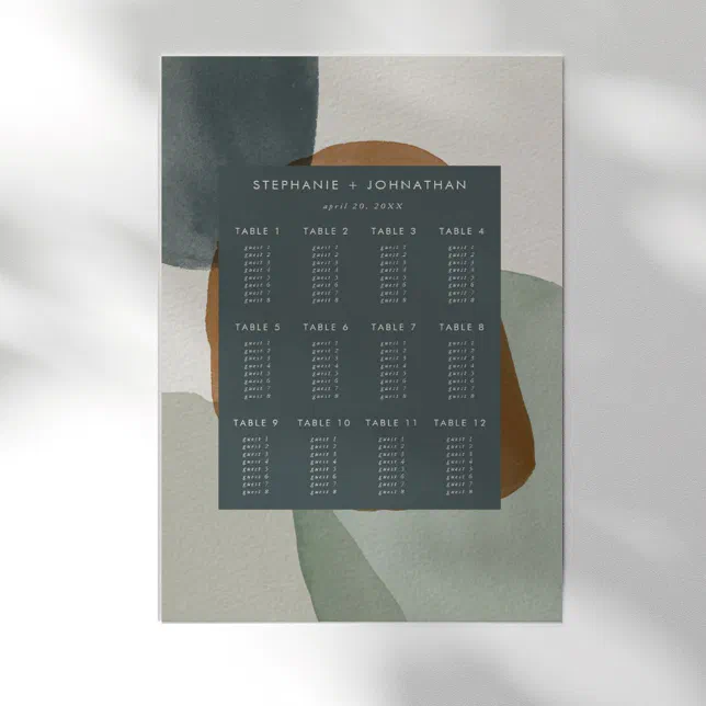 Modern Abstract Minimalistic Wedding Seating Chart | Zazzle
