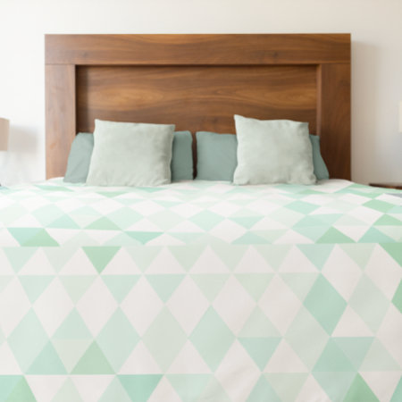 Modern Abstract Mint Geometric Triangle Pattern Duvet Cover