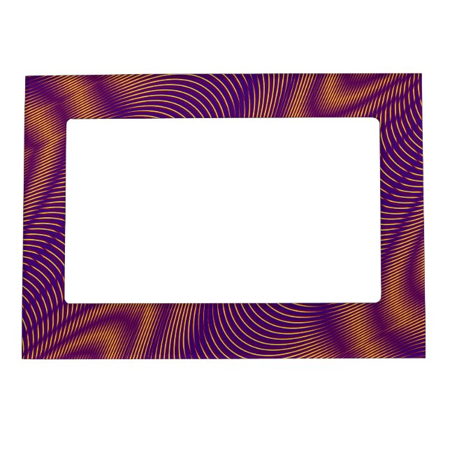  Modern Abstract Moiré Effect Purple Gold Fun Cool Magnetic Frame (Front)