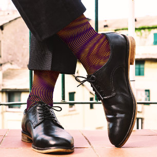 Modern Abstract Moiré Effect Purple Gold Fun Cool Socks