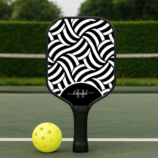 Modern Abstract Monogram 2-Color Pattern Pickleball Paddle (Creator Uploaded)