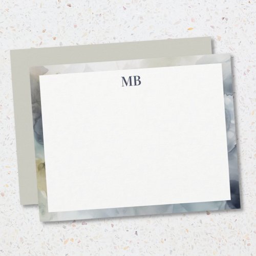 Modern Abstract Monogram Blue Olive Green Note Card