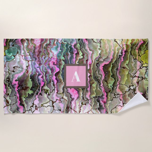 Modern Abstract Monogram Wedding Party Favor Beach Towel (Front)