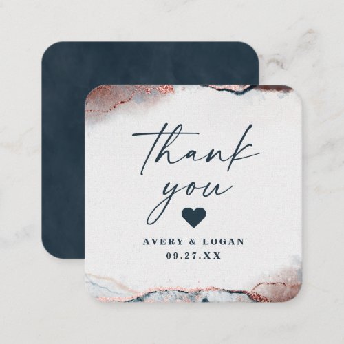 Modern Abstract Moonlight Blue Wedding Thank You Note Card