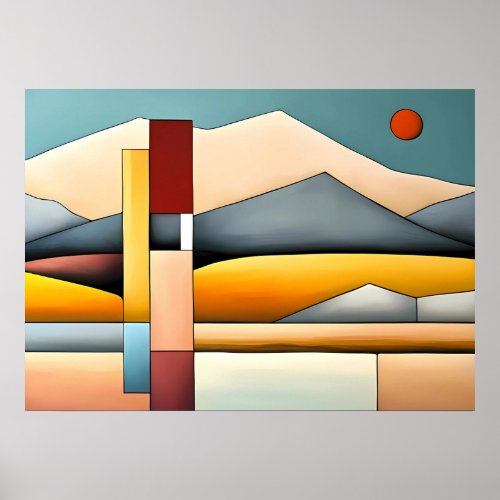 Modern Abstract Mountains Landscape Poster