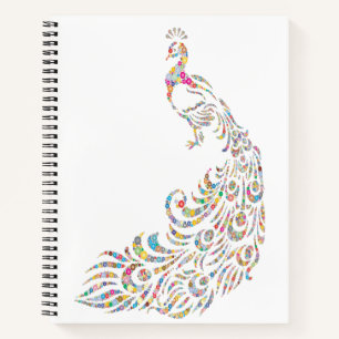 Modern Abstract Multicolor Peacock Notebook