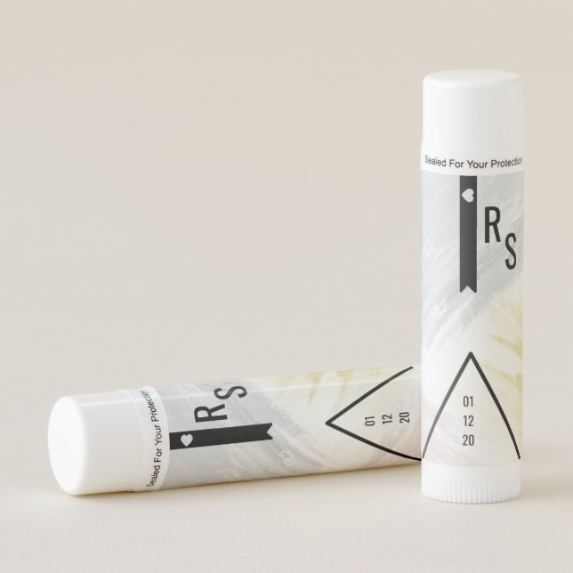 Modern Abstract Mustard Blush Gray Wedding Lip Balm (Front)