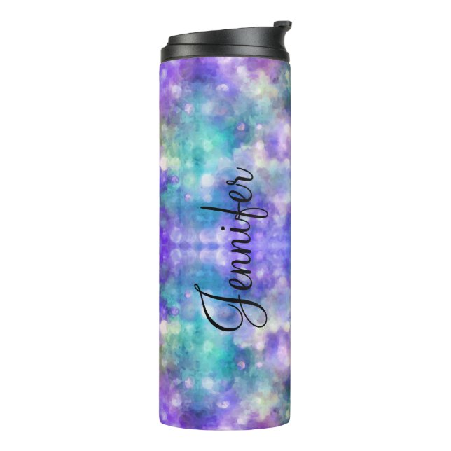 Modern Abstract Name Drop Thermal Tumbler (Rotated Left)